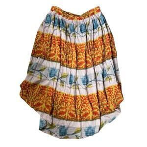 Free People High Low Cotton Gauze Patterned Floral Boho Peasant Midi